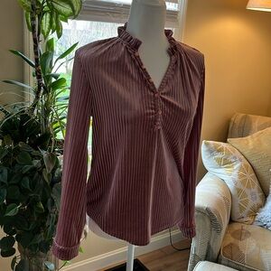 Small purple velvet long sleeve blouse
